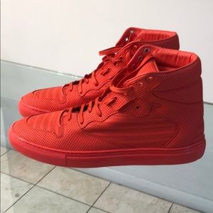 Balenciaga Red Monochromatic High Top Sneakers
